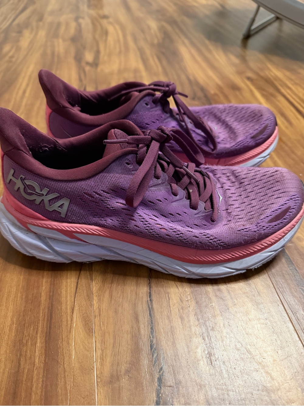 Hoka Women's Plum and Coral Athletic Running Shoes